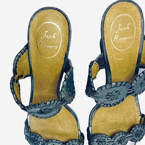 JACK ROGERS Luccia Slide Sandals‎ Silver Grey Metallic Women's Size 10M Wedges - Picture 6 of 13